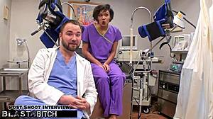 Jackie Banes moans as student gets busted for deepthroat on set