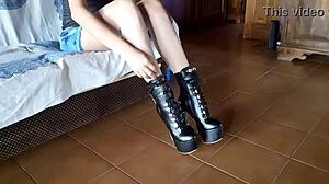 imagine those ankle boots paired with sky-high blue heels on her