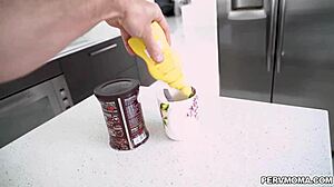 honey blossoms sucks stepsons cock till tongue cumshot