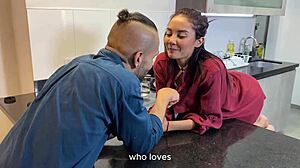 Colombian Latina Blowjob Then Doggystyle Kitchen Fuck