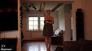 german bbw rides cowgirl to creampie