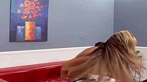 sarah jessie fingers her shaved milf pussy on bed unsatisfied by husband's small cock anymore