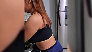 Latina Maid's Big Natural Tits Bounce in Nude House Fuck on Bed