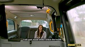 fake taxi babe in leggings begs me to stretch her pussy rough