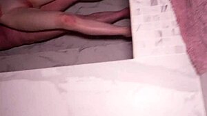 blonde teen screams wildly as stud pounds her backstage with another beauty watching