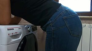 that cheating wife gets pounded on the washer by neighbor revenging her man's affair