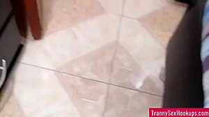 Huge Dick Ebony Shemale Strokes to Massive Cumshot