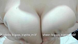 milf shakes big ass tits while fingering pussy till she cums hard