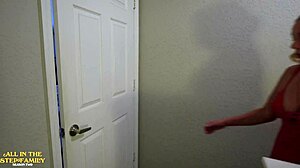 Step mom kymber leigh chokes on son's huge erection