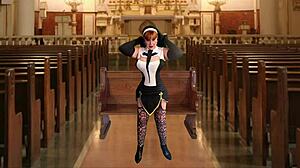 Granny Nun Mary Carmen's Pussy Licked In Sacrilege