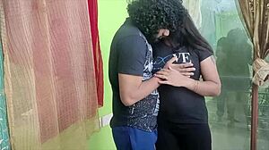 indian couple sharing sweet kisses before homemade fucking