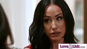 Petite Teen Craves Her Big Tits Stepmom's Pussy On Her Face