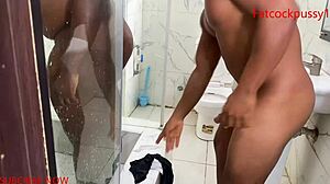 Peeking at stepmom's bath led to ripping clothes and fucking her juicy big ass