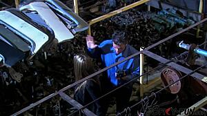 blonde bombshell gets fucked hard in classic cinema striptease