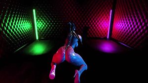 Eve shakes curvy ass hard in neon vip nightclub