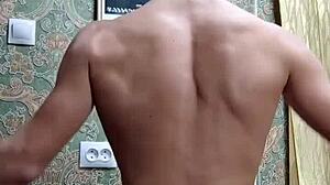 Flex Skinny Muscular Boy Bodybuilder Poses Homemade After Study!