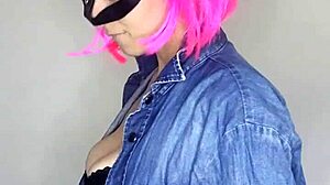 Housewife moans hard kitty mask big natural tits dildo play