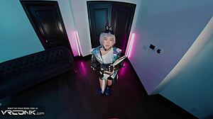 VR Asian Silver Wolf Cosplay Deepthroats Monster Cock Doggystyle Fuck