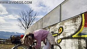 miss daisy diamond's biker ass worship tease on wheels sparks outdoor curiosity