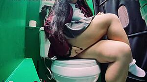 curious student sneaks to gloryhole for first deepthroat cum swallow