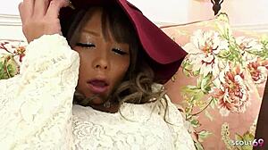 Beauty Tanned Japanese Teen Orgasms Solo with Dildo Hitachi Uncensored!