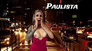 Amateur couple licks pussy outdoors on paulista street public fun