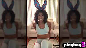 Petite ebony milf Misty Stone strips poses perfect ass before fingering wet pussy solo