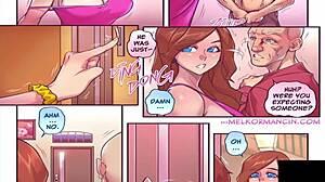 busty animated redhead shakes massive cartoon tits