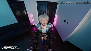 VR Asian Silver Wolf Cosplay Deepthroats Monster Cock Doggystyle Fuck