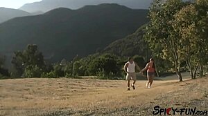 nymph strips outdoors in vintage cinema then gets antique ass fucked hard in retro blue film