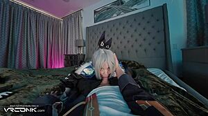 VR Asian Silver Wolf Cosplay Deepthroats Monster Cock Doggystyle Fuck