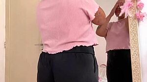 Chubby brunette farts prepping big ass for date