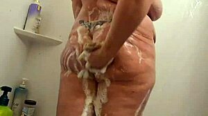 Hidden cam catches bbw milf wet ass tits showering