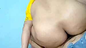 Desi bhabhi in yellow dress rides cock cowgirl style for bareback pussy pounding