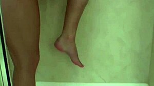 Blonde teen babe teases nipples and wet pussy in shower!