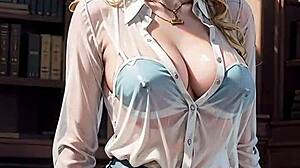 Ai blonde bookworm librarian upskirts flashes wet pussy public outdoor