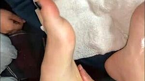 chatting followers while showing off my sexy latina petite bare feet toes homemade