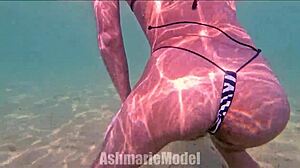 All Natural Latina Babe Swims Naked in Pool Slow Motion