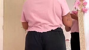 Chubby brunette farts prepping big ass for date