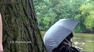 skinny tattooed granny flashes nude body outdoors publicly