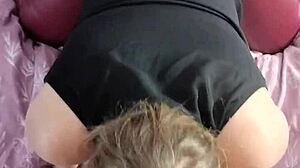 Blonde shakes huge juicy ass sucks cock POV phone video