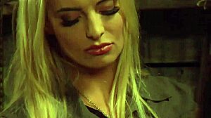 Busty lesbian slave groped hard by mistress