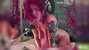 a vibrator stuck deep in succubus pussy makes her moan loud!