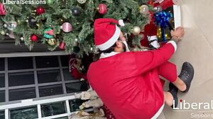 santa fucks my ass by magic elf while friends watch cum!