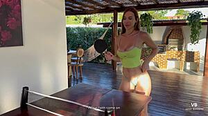 Lost Ping Pong Bet Ends with Latina Sucking My Vagina