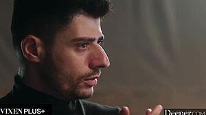 Deeper's Busty Blonde Angie Faith Spit-Roasted and Toyed Hard