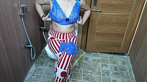 Hindi Teen Stepson Sneaks Behind Stepmom Changing She Loves It