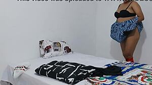 Latina student films uniform porn for teacher