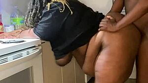 milf pussy licked fucked in kitchen by big cock pt2 😏🍑