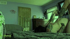 tatted goth slut rides daddy till multiple cumshots
